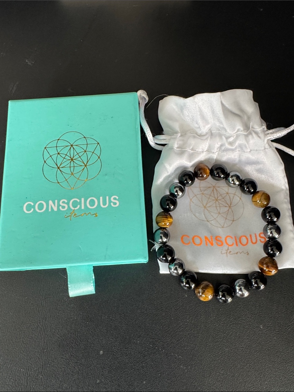 Triple Protection Bracelet - 8MM Tiger's Eye, Black Obsidian & Hematite Bracelet - Picture 5 of 6